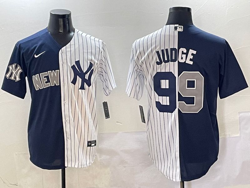 Men New York Yankees #99 Judge White Stripe Blue Game Nike 2025 MLB Jersey style 5->chicago cubs->MLB Jersey